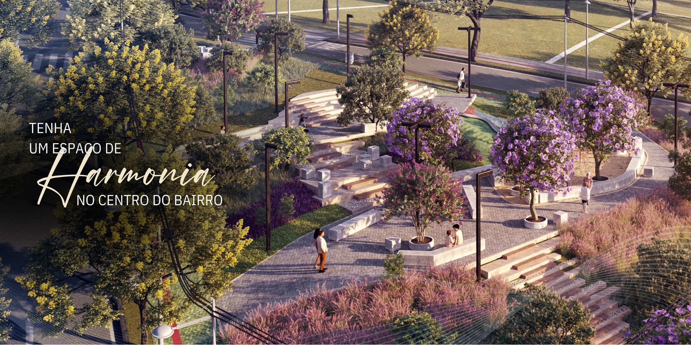 Render ilustrativo da praça de convivência do Alto Belvedere
