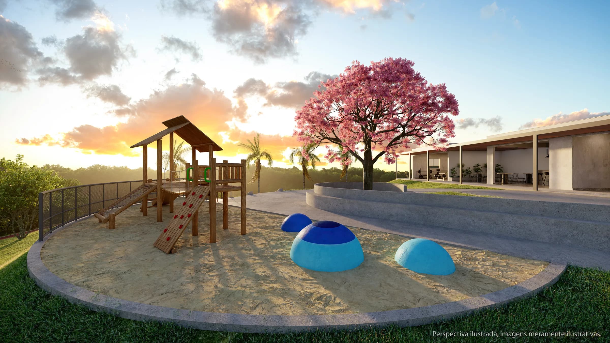 Render ilustrativo do playground do Jardim das Acácias