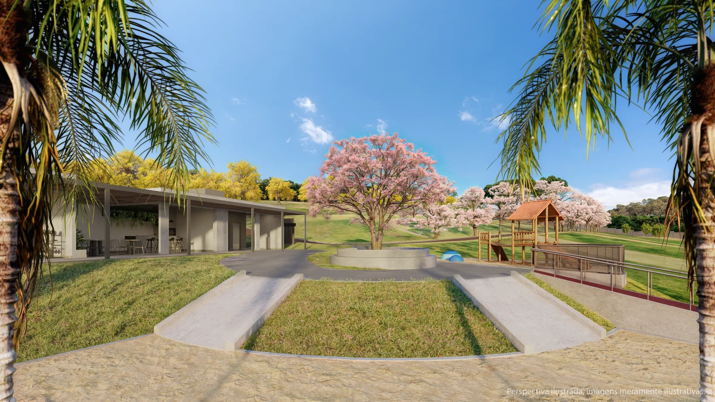 Render ilustrativo da praça do Jardim das Acácias