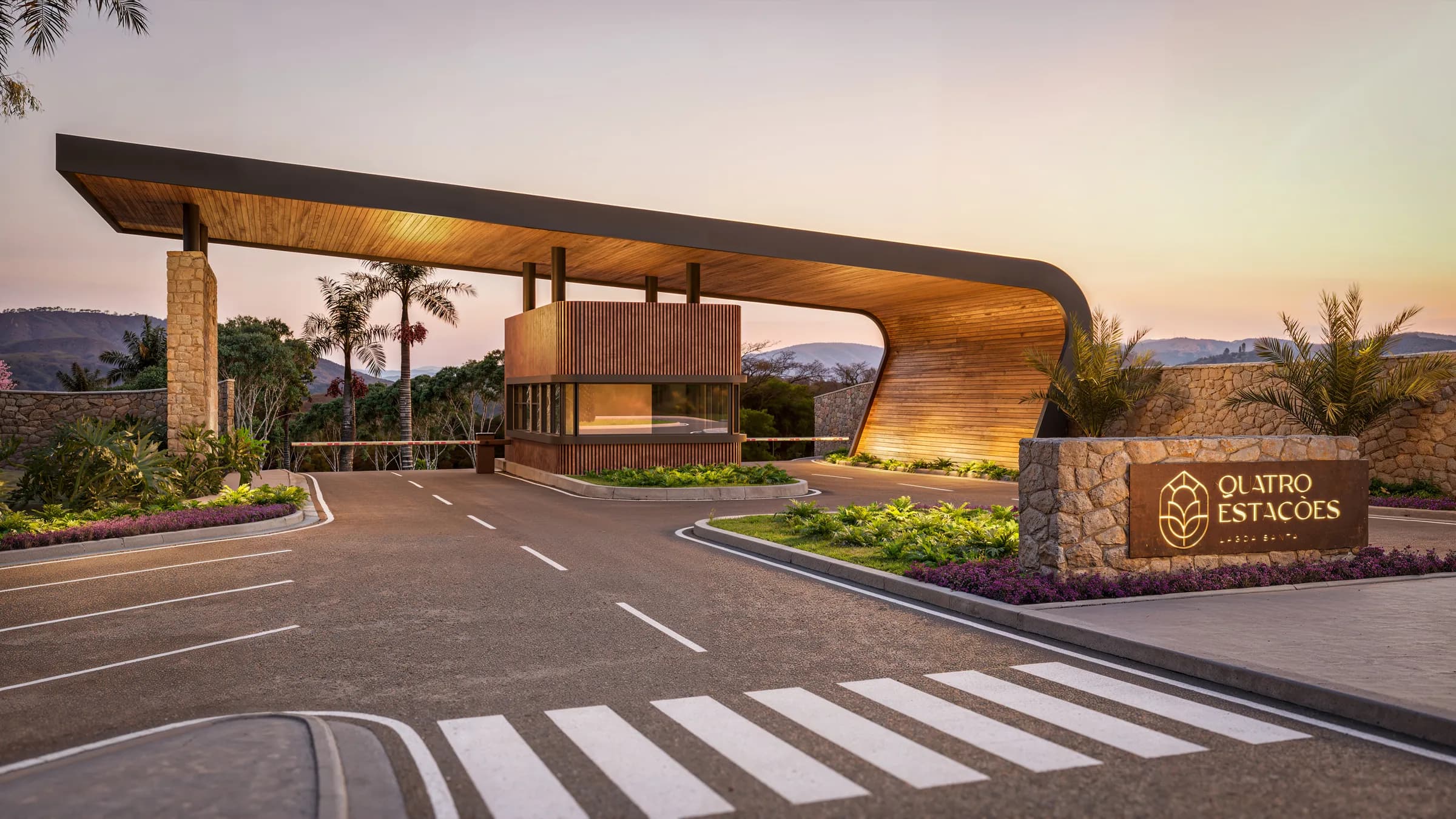 Render ilustrativo da portaria do Quatro Estações