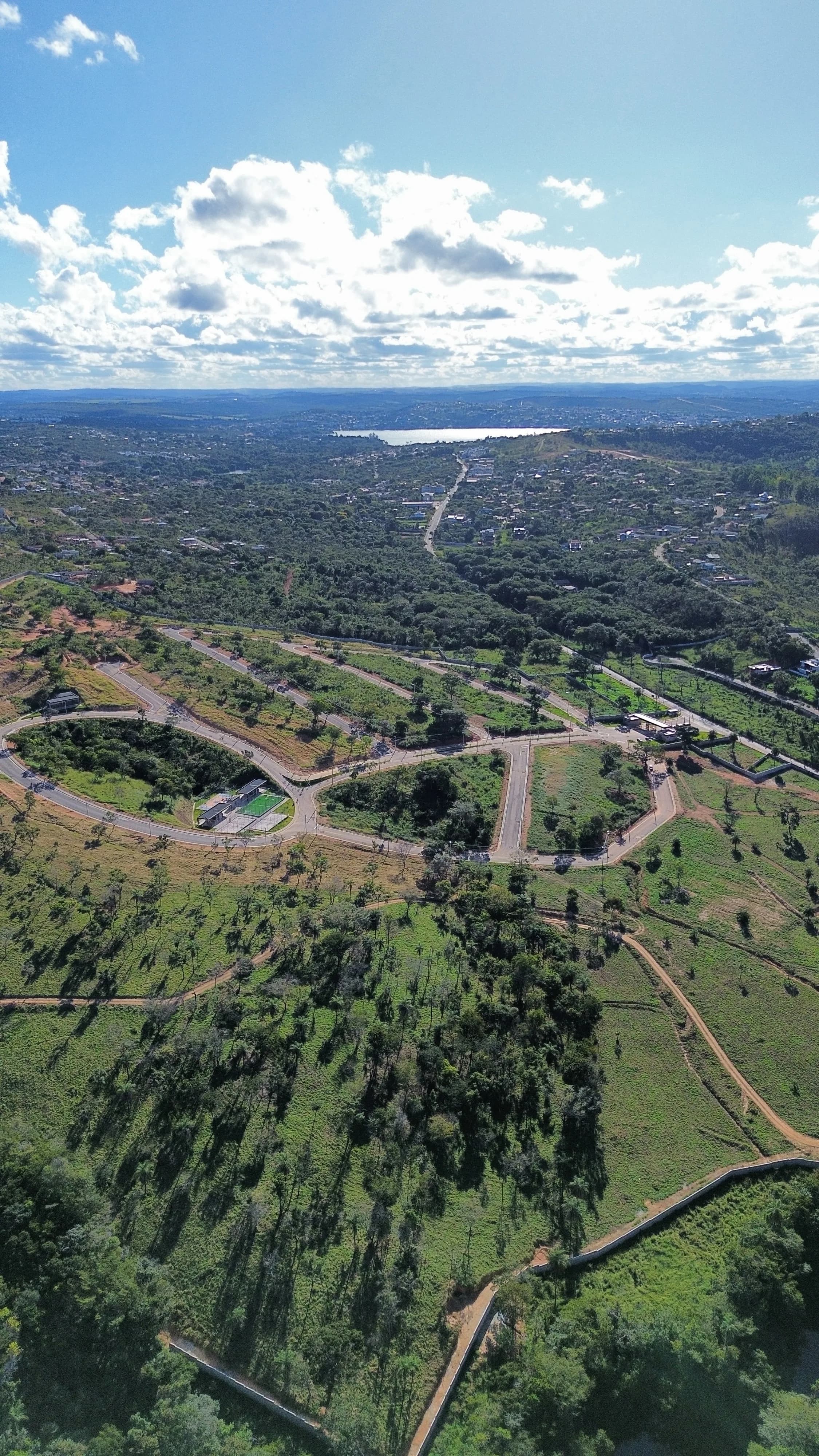 Vista aérea real do loteamento Retiro das Águas II em Lagoa Santa, MG